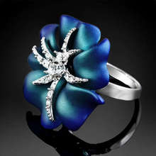 Rosa azul estrela do mar anel de verão estilo amarelo branco ouro cor austríaco cristais anéis de dedo para mulher dedo anel feminino 2024 - compre barato