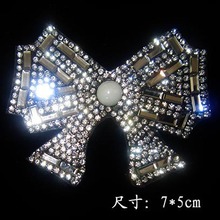 2pcs/lot Pointback Bowknot iron on transfer design rhinestones fix hot fix rhinestone transfer motifs patches for shrit bag 2024 - buy cheap