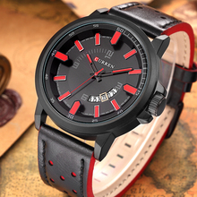 Top Brand luxury CURREN Men Watch Casual Black Leather Strap Quartz Wristwatch Fashion Military Sport Waterproof Watch 2024 - buy cheap