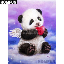 HOMFUN taladro cuadrado/redondo completo 5D DIY pintura de diamante "Angel Panda" bordado punto de cruz 5D decoración del hogar regalo A02004 2024 - compra barato