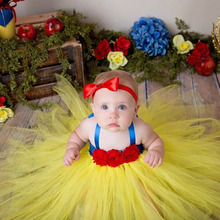 Princess Snow White Girls Tutu Dress Ankle Length Yellow Blue Baby First Birthday Party Dress Halloween Pageant Photo Shoots 2024 - compre barato
