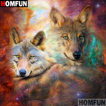 HOMFUN-pintura de diamante 5D DIY "Animal wolf", bordado 3D con diamantes de imitación cuadrados o redondos, regalo de punto de Cruz, decoración del hogar, A01073 2024 - compra barato