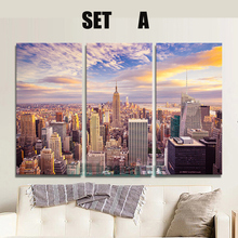 3 Painéis de Nova york imagem canvas pintura Moderna do retrato da parede para sala de estar sem moldura decorativa cópia da arte na lona 2024 - compre barato