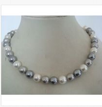 9-10mm south sea black white grey multicolor pearl necklace 18inch 925 silver 2024 - buy cheap