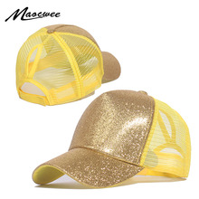 Casual Ponytail Baseball Cap Women Adjustable Snapback Hat Sequins Shine Hip Hop Caps For Women Dad Hat Summer Glitter Mesh Hats 2024 - buy cheap