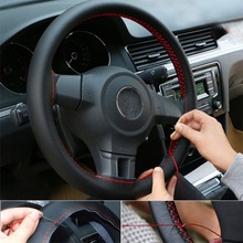 Car Interior Accessories 37cm/38CM DIY Steering Wheel Covers soft Leather braid on the steering-wheel of Car With Needle Thread 2024 - buy cheap