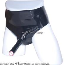 Anatomical Black Latex Briefs With Condom Rubber Underwear Shorts DK-0043 2024 - buy cheap
