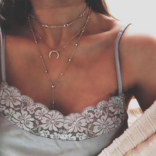Женское Ожерелье KISSWIFE, многослойные ожерелья с подвеской в виде Луны, сексуальная цепочка для ключиц в богемном стиле 2024 - купить недорого