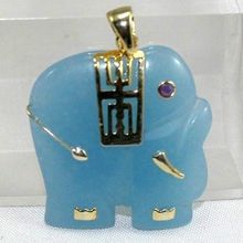 FREE shipping> >>>Wonderful GP light blue Natural stone Elephant Pendant Necklace 2024 - buy cheap