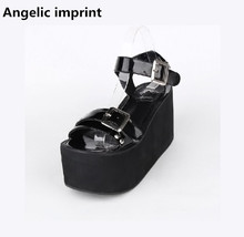 Angelic imprint woman mori girl lolita cosplay punk shoes lady high heel pumps women princess summer sandals buckle 33-47 10cm 2024 - buy cheap