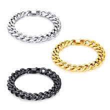 Fate Love Fashion Women Men's Bracelet  Stainless Steel Jewelry Cuban Curb Link Chain 12mm 8.55 inch   2024 - buy cheap