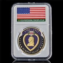 Soldados heroicos de EE. UU. De alta Honor, Corazón Púrpura chapado en oro, fichas militares, desafío, coleccionables, valor de monedas con caja PCCB, 1782-1932 2024 - compra barato