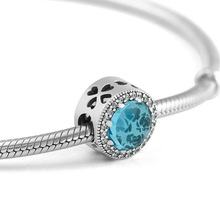 Cuentas para hacer joyas, brazaletes de corazón radiante con 100% azul CZ 925 OrigiNal joyería de plata esterlina envío gratis 2024 - compra barato
