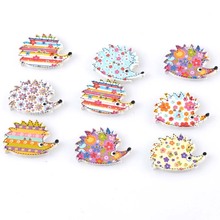 Mixed Wooden Buttons cute hedgehog Shape Decorative Sewing Buttons 2 Holes Scrapbooking Crafts DIY 18x25mm mt1598 2024 - buy cheap