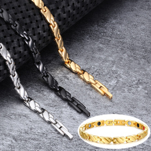 Vinterly-pulseras magnéticas para mujer, brazalete de acero inoxidable con Cruz energética, color dorado 2024 - compra barato