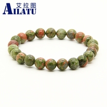 Ailatu Wholesale 10pcs/lot Mix Colors 8mm Good Quality Unakite, Black Dragon Veins, African Stone Energy Bracelets 2024 - купить недорого