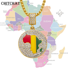 Iced Out Bing-collar con colgante de mapa de África para mujer y hombre, Color dorado, joyería etíope de Argentina, artículo de hip hop al por mayor 2024 - compra barato