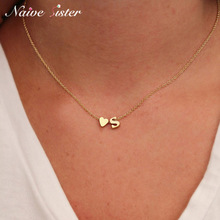 Tiny Initial Name Choker Necklace 26 Letters Heart Pendant Necklaces for Women Collares Collier Gift Alloy Jewelry 2019 2024 - buy cheap