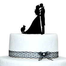 Wedding Cake Toppers Bride and Groom with Cat ,mr and mrs  cake topper, cake topper silhouette, wedding cake decoration Supplies 2024 - buy cheap