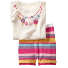 Пижамный комплект для девочек 2-7 лет, летняя одежда для девочек, футболка с коротким рукавом, топ, шорты, комплект из 100% хлопка, одежда для сна 2024 - купить недорого