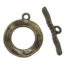 DoreenBeads Toggle Clasps Round Antique Bronze 30mm x 0.5mm(1 1/8" x 2/8") 27mm x 23mm(1 1/8" x 7/8"), 30 Sets 2024 - buy cheap