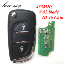 Модифицированный дистанционный ключ 433 МГц для Peugeot 408 207 307 308 208 В комплекте 2 кнопки автомобильный раскладной ключ ID46 чип VA2 Blade CE0536 2024 - купить недорого