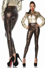 Leather Snake Printed Legging Women Sexy High Waist Skinny Faux Snake Printed Metallic Leggings Pants 2024 - buy cheap