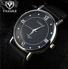 Часы наручные YAZOLE мужские с кожаным ремешком 2024 - купить недорого
