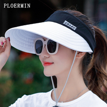 New 2021 Women Summer Sun Visor Wide-brimmed Hat Beach Hat Adjustable UV Protection Female Cap Packable 2024 - buy cheap