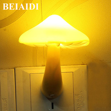 BEIAIDI Warm Yellow Mushroom Led Night Light Sensor-controlled Bedside Table Lamp For Baby Bedroom EU US Plug Wall Socket Light 2024 - buy cheap