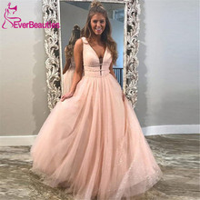 Sparkly A-Line Long Prom Dresses V Neck Formal Dresses Vestidos De Gala Prom Gown Robe De Soiree 2024 - buy cheap