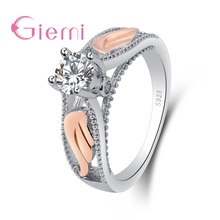 Anéis de prata esterlina 100% com zircônia cz, anéis de dedo para mulheres, joia de casamento e noivado, presente, alta qualidade 2024 - compre barato
