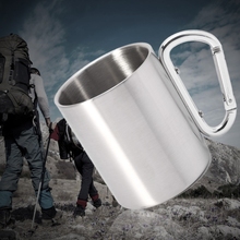220ml Camping Travel Stainless Steel Cup Carabiner Hook Handle Picnic Water Mug 2024 - buy cheap