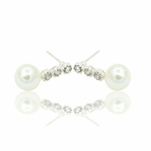 Silver Simulated Pearl Stud Earrings Women Crystal Charm Rhinestone Beads Zircon Earring Pendientes Jewelry Accessories 2024 - buy cheap