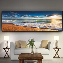 Natural Gold Beach Sunset Landscape Posters and Prints Canvas Painting Mediterran Scandinavian Wall Art Picture for Living Room 2024 - buy cheap