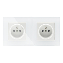 New Arrivals 16A French Standard, 2 Gang Wall Electric / Power Double Socket / Plug, Crystal Glass Panel,GB-C7C2FR-11 2024 - buy cheap