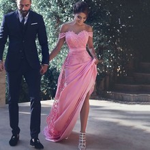 Арабское розовое платье с открытыми плечами для выпускного вечера, кружевное платье русалки jurken 2020, импортное вечернее платье на заказ, Официальные Вечерние платья 2024 - купить недорого
