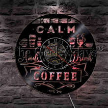  Coffee Shop Keep Calm And Drink Coffee Decorative Lighting Vinyl Record Wall Clock Different Drink Modern Wall Lamp 2024 - buy cheap