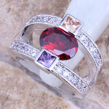 Fabulous Multicolor Red Garnet Silver Plated  Ring Size 6 / 7 / 8 / 9 R0315 2024 - buy cheap