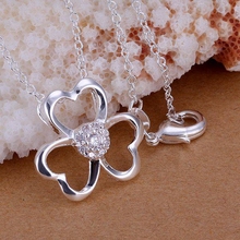 P241 Free Shipping silver plated Necklace, 925 fashion silver jewelry Three hearts insets /SILIHTLM SILIHTLM 2024 - buy cheap