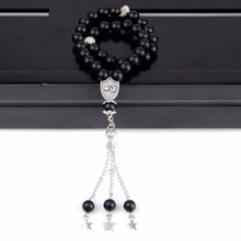 Pulseira de ágata preta fosca e natural, 8mm, joias com 33 contas de oração, muçulmano islâmico, tasbih, potter, rosário para dropshipping 2024 - compre barato