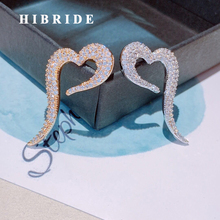 HIBRIDE Simple Lover Heart Shape Stud Earrings Luxury Popular AAA Cubic Zirconia Wedding Earring for Women Party Gifts  E-490 2024 - buy cheap