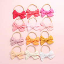 24 pcs/lot, Hand Tied Cotton Bow Nylon headband or hair clips, Spring Summer Fabric Bow Headbands, Baby Girls Hair accessories 2024 - buy cheap