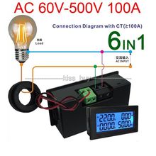 DYKB AC Multimeter Digital LCD 110V 220V 380V 100A Voltmeter Ammeter Voltage Current Power Factor KWH Frequency AC 60V-500V 2024 - compre barato