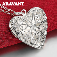 Collar con marco de fotos en forma de corazón para mujer, plata 925, regalo de joyería 2024 - compra barato