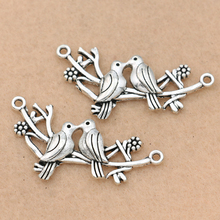 KJjewel Antique Silver Plated Bird Charm Pendants Jewelry DIY Findings Jewelry Making Bracelet Accessories 44x21mm 2024 - buy cheap