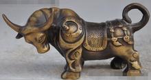 Frete grátis s00455 estátua de animais bovinos, 6 ", bronze fengshui chinês, ano zodíaco, forte, boi, touro 2024 - compre barato