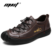 MVVT Genuine Leather Shoes Men Walking shoes Top Quality Leather Casual Shoes British Style Men Flats Rubber Sole Men Footwear 2024 - buy cheap