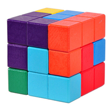 Разноцветный 3D Деревянный кубический пазл, классические головоломки для развития мозга, игра для взрослых и детей 2024 - купить недорого