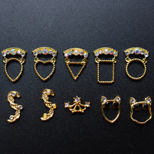 10 шт., золотые полые Японские 3d металлические украшения для ногтей, алмазные блестящие украшения для ногтей, ювелирные аксессуары, модные 2024 - купить недорого